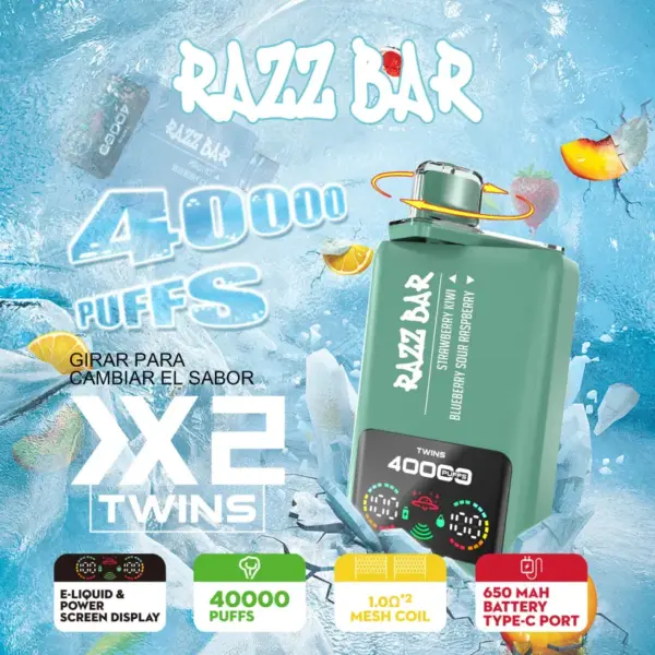 Razz Bar 40000 Zuge Einweg Vape 2 in 1 Aromen 40K Wiederaufladbar Kostenloses Dampfen EU Lager