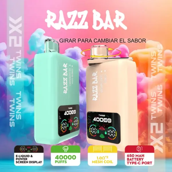 Razz Bar 40000 Zuge Einweg Vape 2 in 1 Aromen 40K Wiederaufladbar Kostenloses Dampfen EU Lager