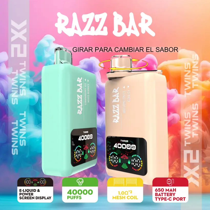 Razz Bar 40000 Zuge Einweg Vape 2 in 1 Aromen 40K Wiederaufladbar Kostenloses Dampfen EU Lager