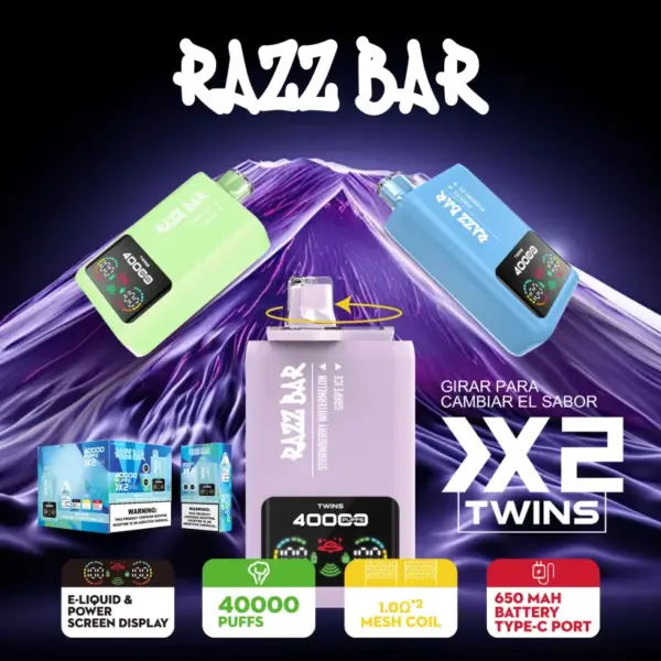 Razz Bar 40000 Zuge Einweg Vape 2 in 1 Aromen 40K Wiederaufladbar Kostenloses Dampfen EU Lager