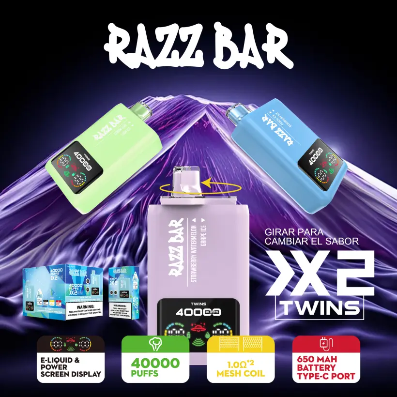 Razz Bar 40000 Zuge Einweg Vape 2 in 1 Aromen 40K Wiederaufladbar Kostenloses Dampfen EU Lager