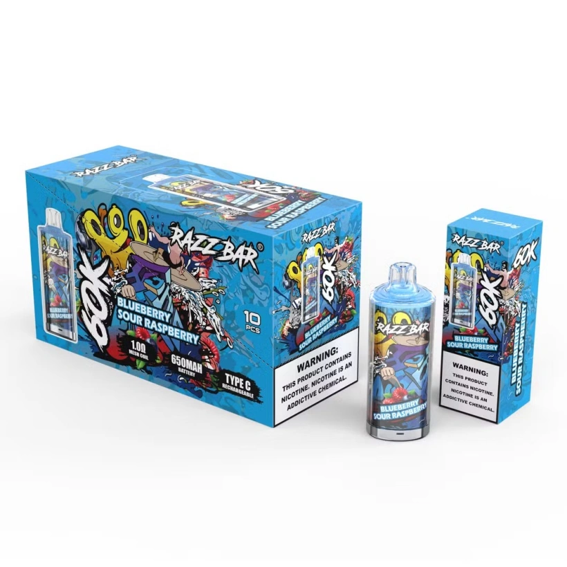 Razz Bar 60000 Züge Einweg E Zigarette Crystal Design Wiederaufladbar Lager in der EU