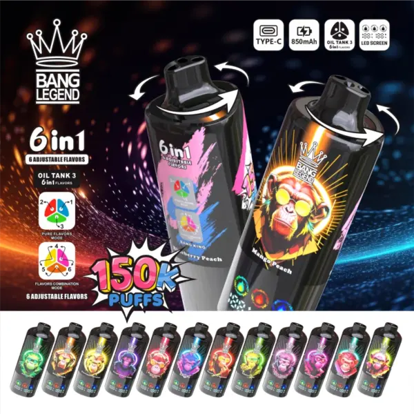 150k Züge Vape Bang Legend 150000 Einweg Vape 6 in 1 EU Lager