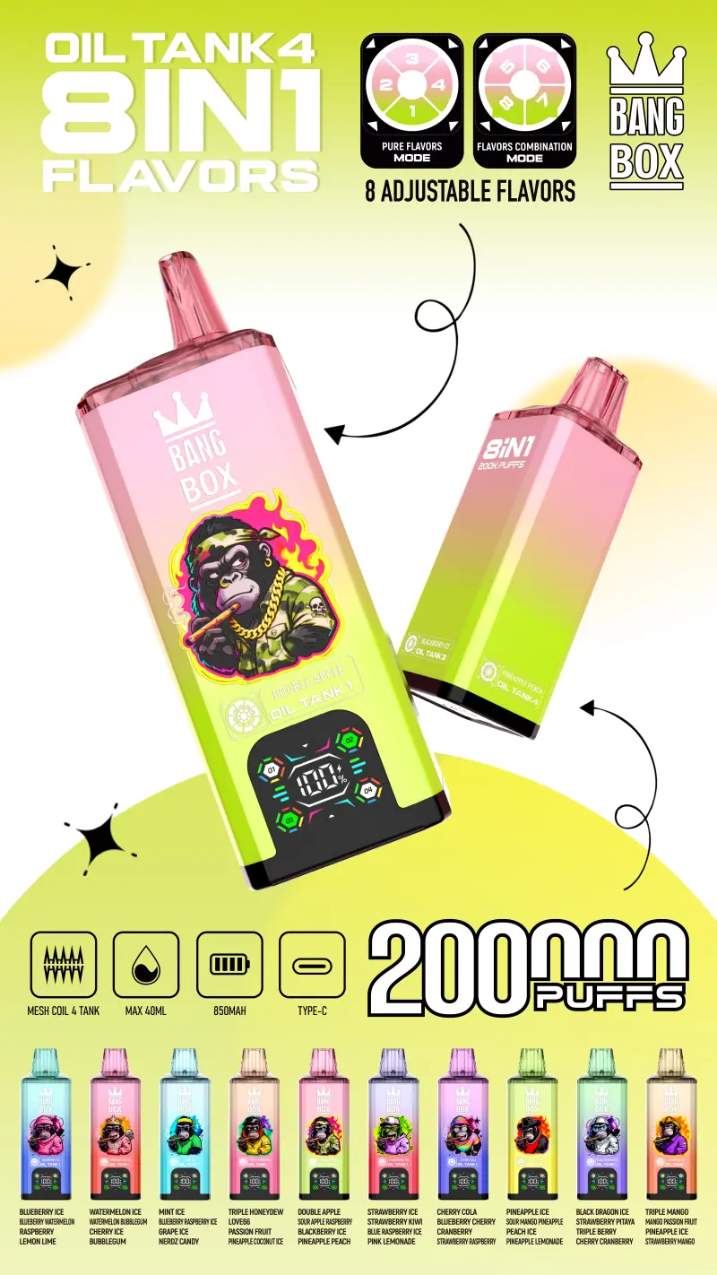 8 in 1 Vape Bang Box 200k Zuege Einweg E Zigarette Grosshandel Kostenloser Versand