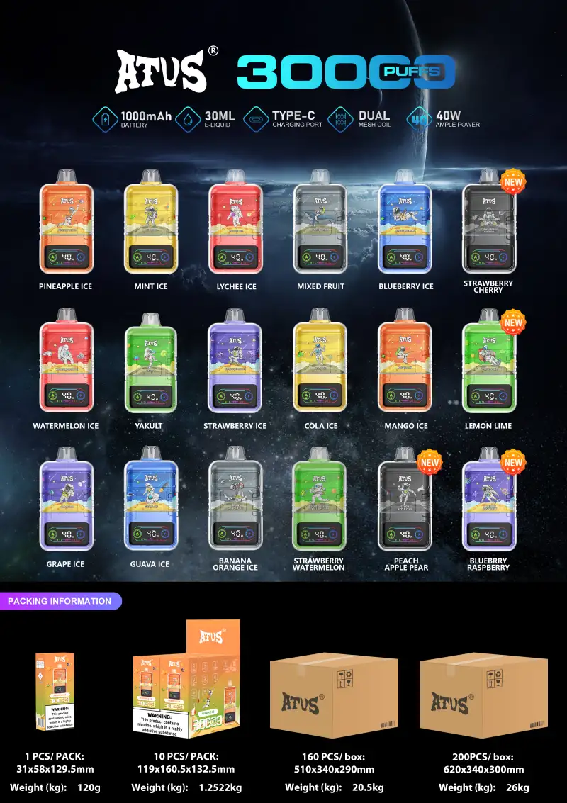 ATVS 30K Puffs 30000 Bestes Einweg Vape Großhandel Kostenloser Versand
