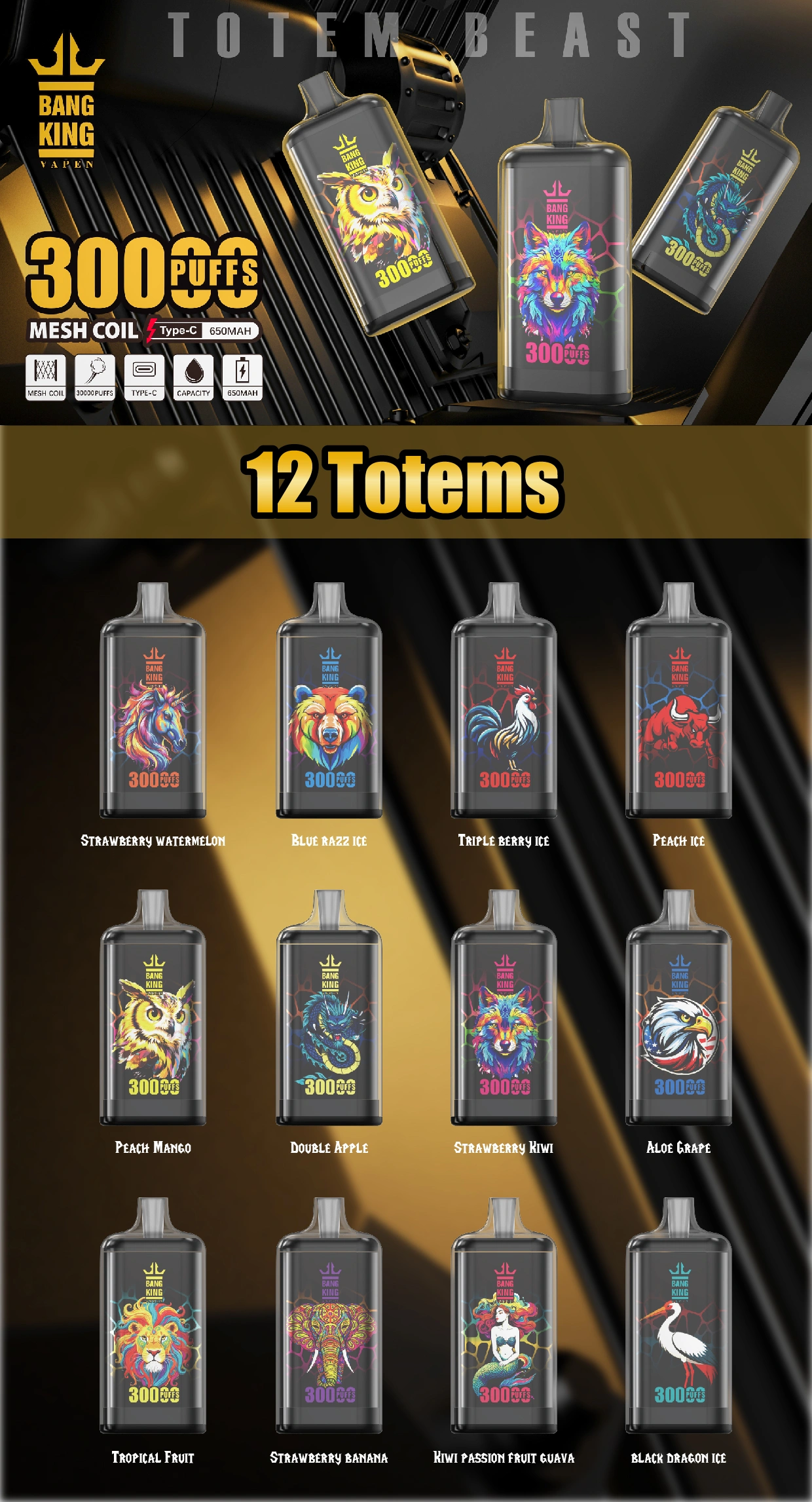 EU Puff Bang King 30000 Züge 30k Crystal Einweg Vape Lieferung in 3–7 Werktagen