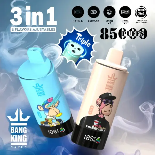 Bang King 85k Puffs 3-in-1 Bester Einweg Vape Direkt ab Werk Kostenloser Versand EU Lager