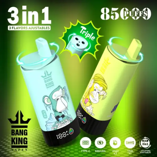 Bang King 85k Puffs 3-in-1 Bester Einweg Vape Direkt ab Werk Kostenloser Versand EU Lager