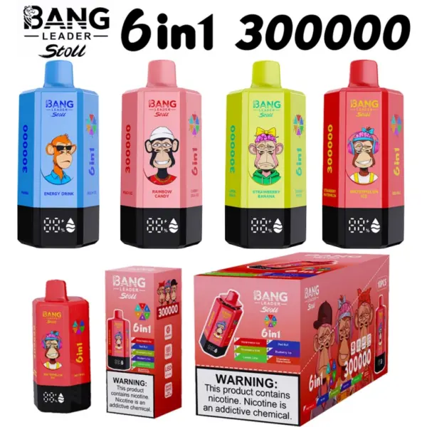 Bang Leader Stoll 300k Puffs 6 in 1 Einweg Vape 300000 Großhandel Kostenloser Versand