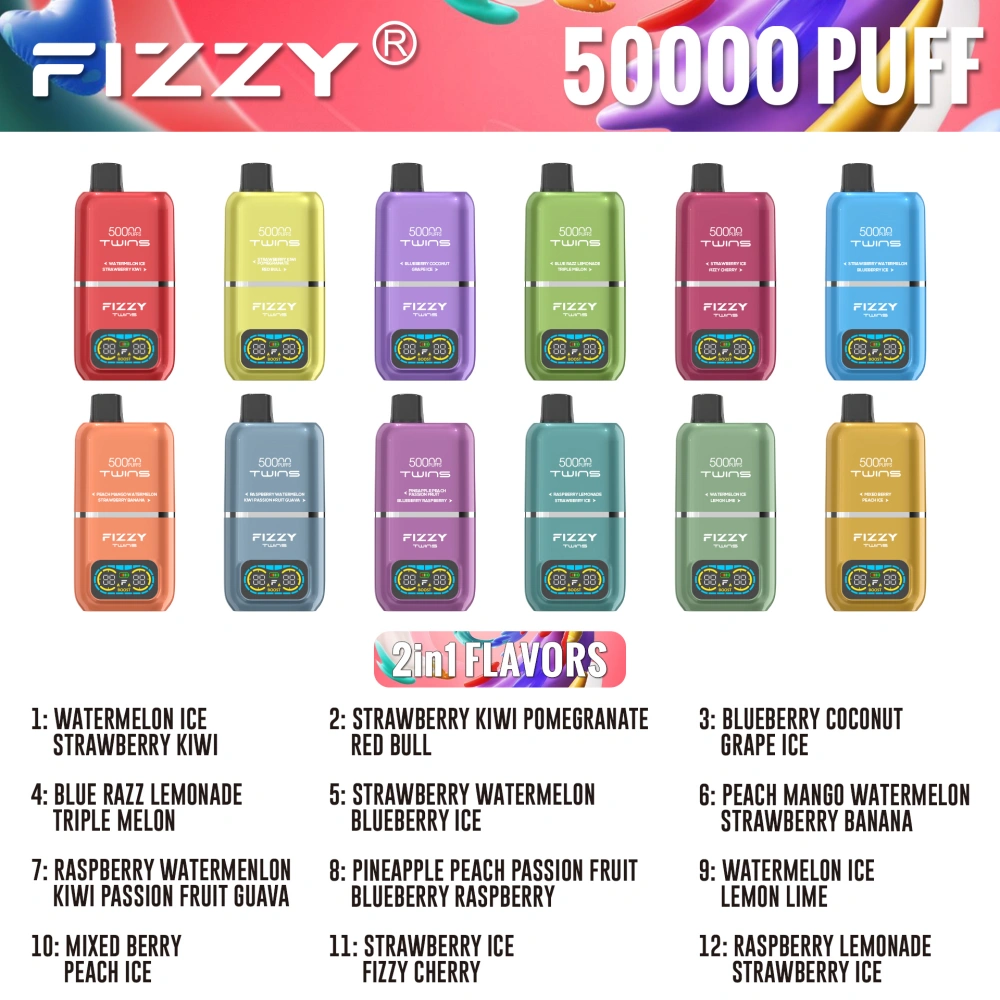 EU Vape Fizzy 50k Züge 50000 Twins 2 in 1 Beste Einweg E Zigarette Kostenloser Versand