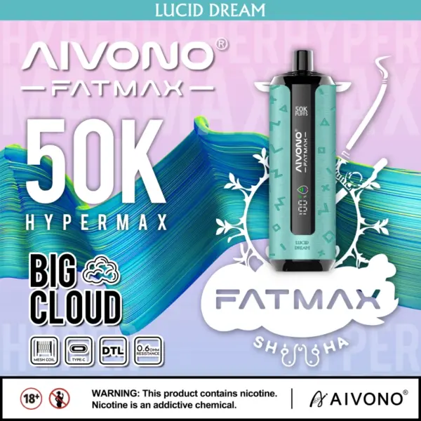 EU Lager Aivono Fatmax 50k Puffs 50000 Shisha Einweg Vape Große Wolke