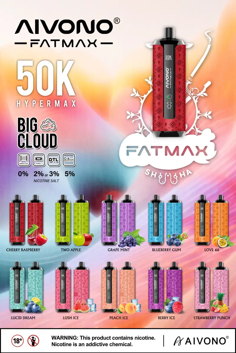 EU Lager Aivono Fatmax 50k Puffs 50000 Shisha Einweg Vape Große Wolke