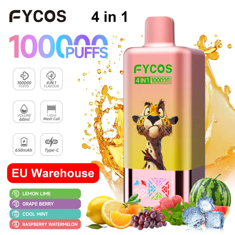 Fycos 100k Puffs 4 in 1 Bester Einweg-Vape Kostenloser Versand 3–7 Werktage EU-Lager