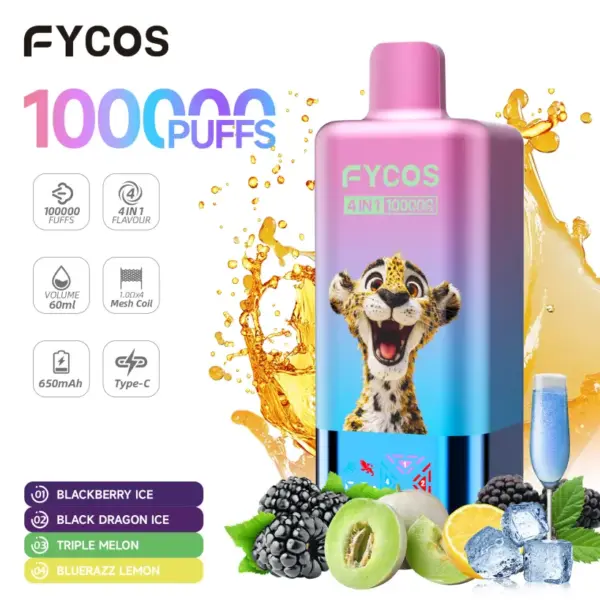 Fycos 100k Puffs 4 in 1 Bester Einweg-Vape Kostenloser Versand 3–7 Werktage EU-Lager