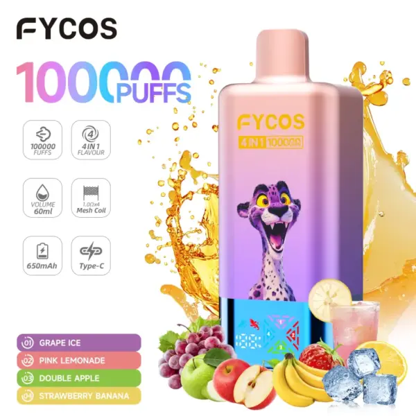 Fycos 100k Puffs 4 in 1 Bester Einweg-Vape Kostenloser Versand 3–7 Werktage EU-Lager