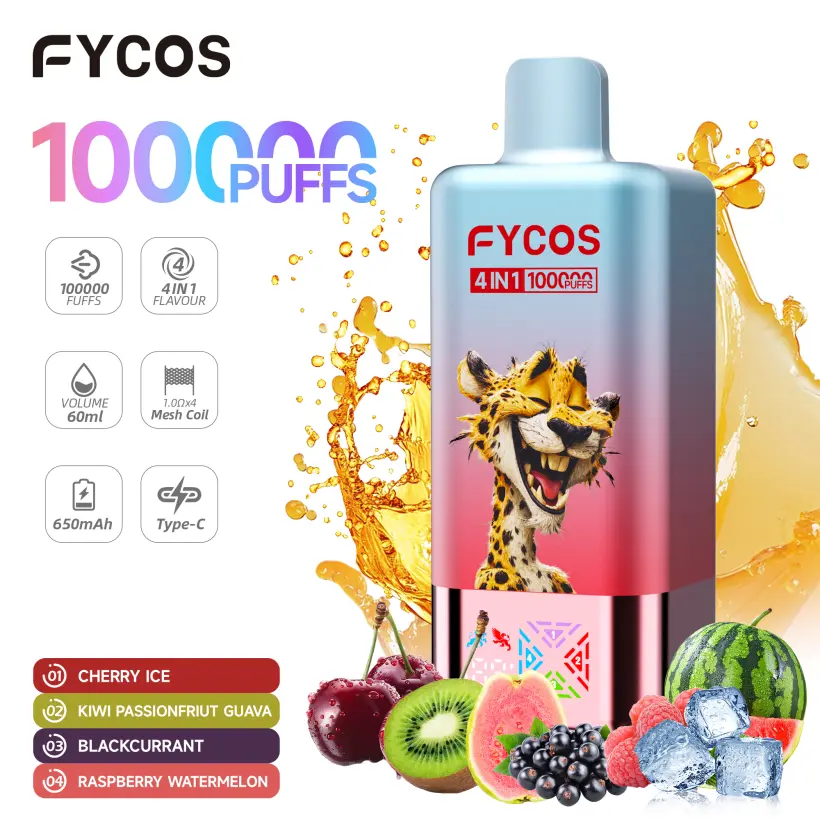 Fycos 100k Puffs 4 in 1 Bester Einweg-Vape Kostenloser Versand 3–7 Werktage EU-Lager