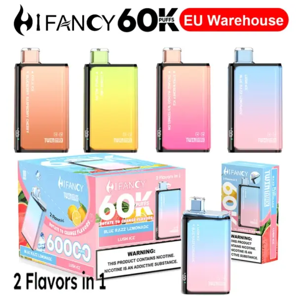 Hifancy 60000 Züge Einweg-Vape 2-in-1 Twin Max Kostenloser Versand EU-Lager