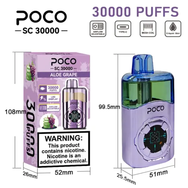 Puff 30K Vape POCO SC 30000 Züge Einweg-Vape Kostenloser Versand EU-Lager