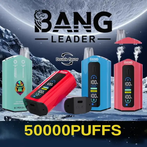 Bang Leader 50k Züge 2 In 1 Doppelte Geschmacksrichtungen Beste Einweg Vape 50000 Kostenloser Versand