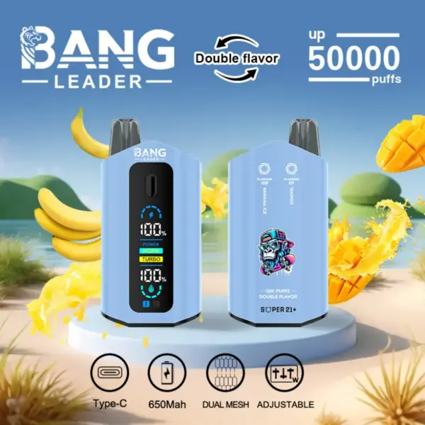 Bang Leader 50k Züge 2 In 1 Doppelte Geschmacksrichtungen Beste Einweg Vape 50000 Kostenloser Versand