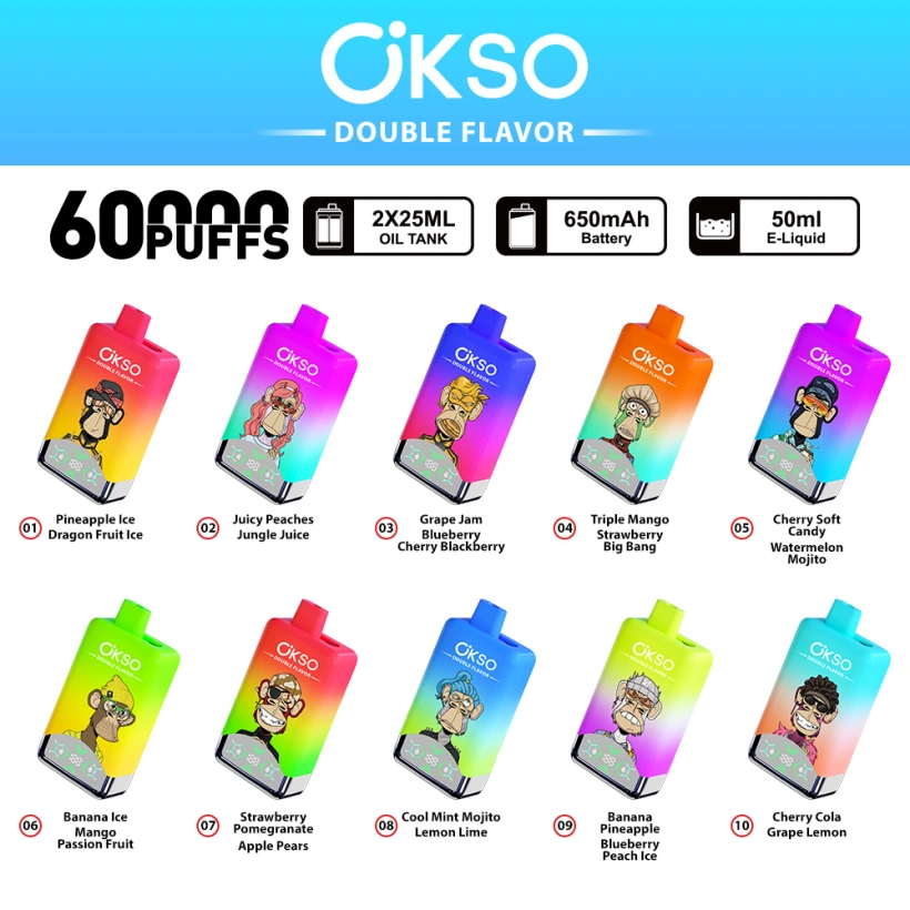OKSO 60000 Puffs Doppelgeschmack 2 in 1 Einweg Vape Kostenloser Versand EU Lager