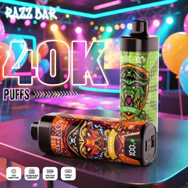 Razz Bar 40k Züge Einweg Vape Mit Smart Screen Kostenloser Versand