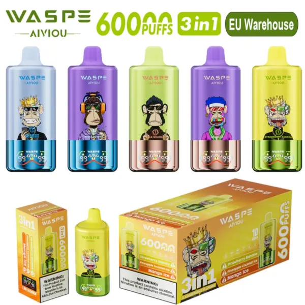 WASPE 60000 Züge 3 in 1 Einweg Vape AIVIOU Kostenloser Versand EU Lager