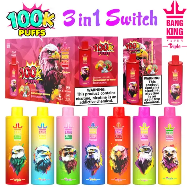 Bang King 100000 Puffs 100K Einweg Vape 3 in 1 Triple Aromen Kostenloser Versand Großhandel