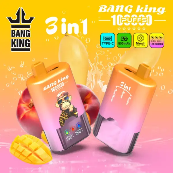 Bang King 100k Züge 3 In 1 Intelligenter Bildschirm Einweg Vape Großhandel Kostenloser Versand