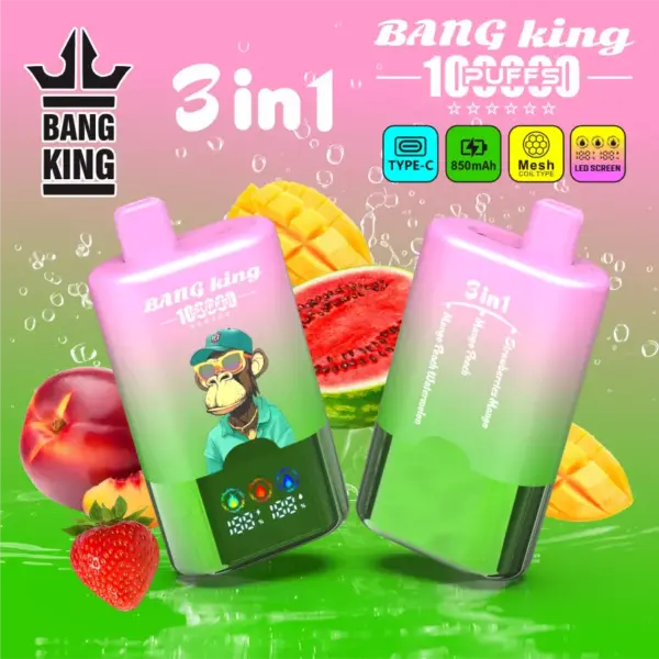 Bang King 100k Züge 3 In 1 Intelligenter Bildschirm Einweg Vape Großhandel Kostenloser Versand