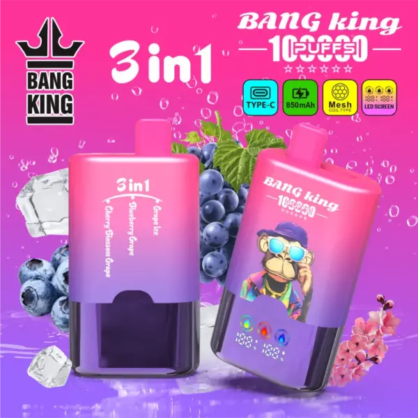 Bang King 100k Züge 3 In 1 Intelligenter Bildschirm Einweg Vape Großhandel Kostenloser Versand