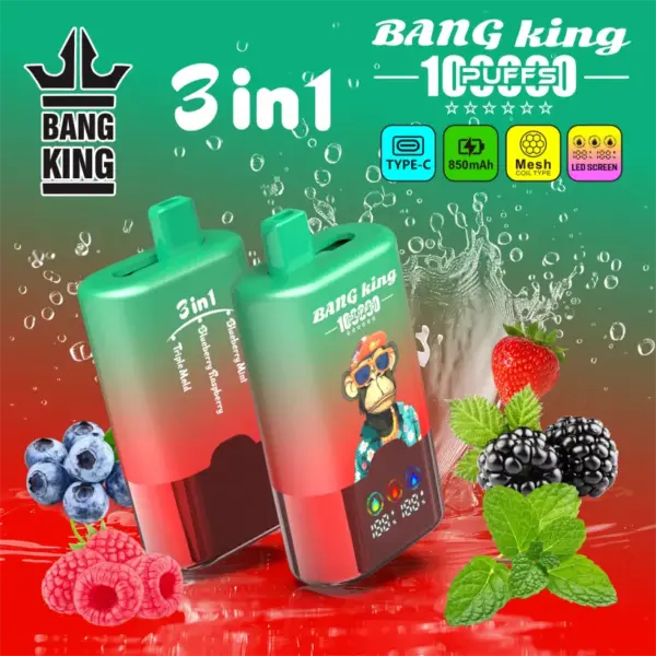 Bang King 100k Züge 3 In 1 Intelligenter Bildschirm Einweg Vape Großhandel Kostenloser Versand