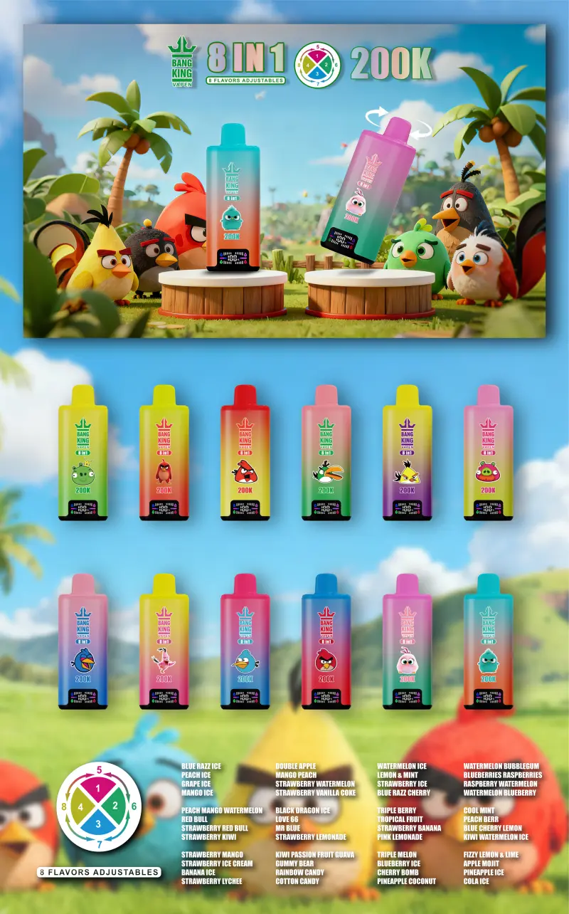 Bang King 200k Züge 8 in 1 Bestes Einweg Vape Shop Kostenloser Versand China-Lager