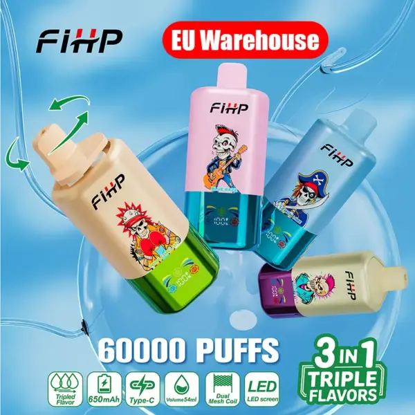 FIHP 60k Züge 3 in 1 Einweg Vape Dreifach Aromen 60000 EU Lager