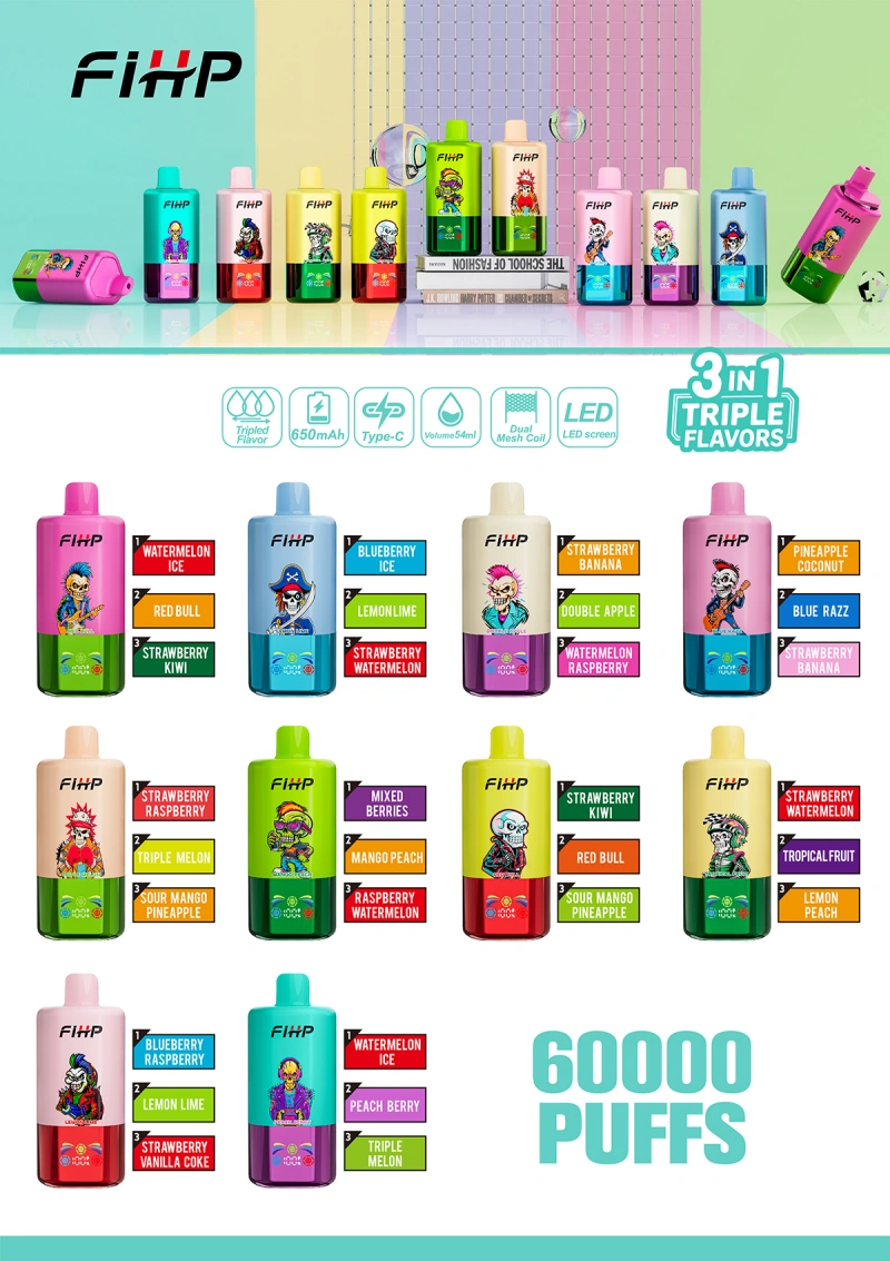 FIHP 60k Züge 3 in 1 Einweg Vape Dreifach Aromen 60000 EU Lager