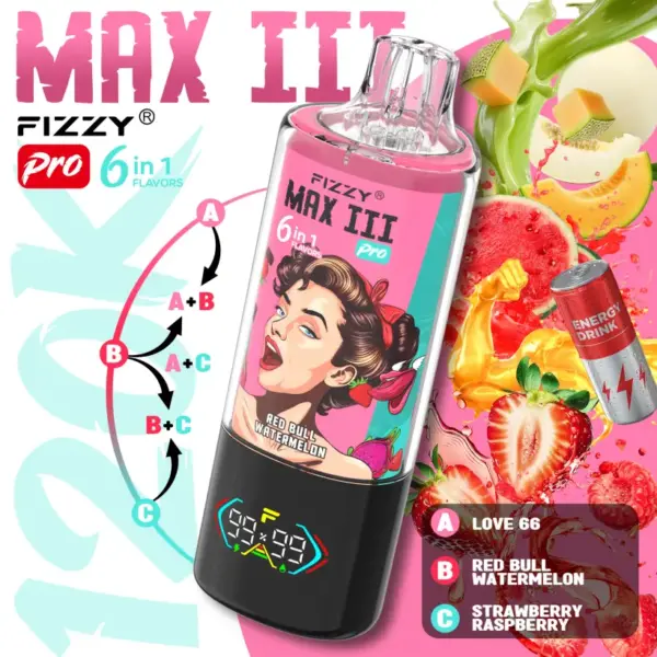 Fizzy 120k Puffs 6-in-1 Max III Pro Bester Einweg Vape 120000 Kostenloser Versand EU Lager