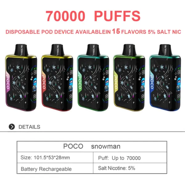 POCO 70000 Züge 70k Snowman Ice Control Einweg Vape Kostenloser Versand EU-Lager
