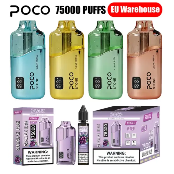 POCO 75K Puffs Stone Nachfüllbarer Crystal Einweg Vape 75000 mit 40ml Liquid EU Lager