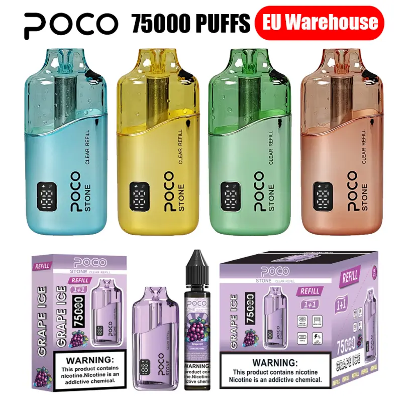 POCO 75K Puffs Stone Nachfüllbarer Crystal Einweg Vape 75000 mit 40ml Liquid EU Lager