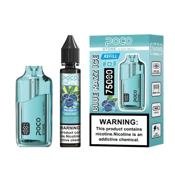 POCO 75K Puffs Stone Nachfüllbarer Crystal Einweg Vape 75000 mit 40ml Liquid EU Lager