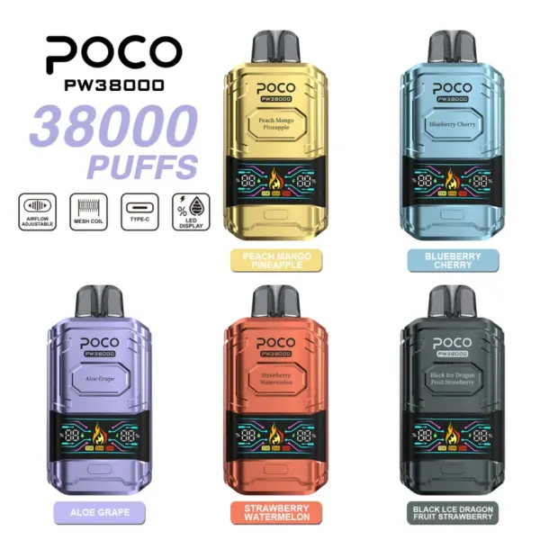 POCO PW 38000 Züge 38K Bester Einweg Vape Pen Kostenloser Versand EU Lager