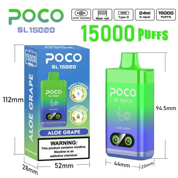 POCO SL 15000 Züge Einweg Vape Großhandel Kostenloser Versand EU Lager