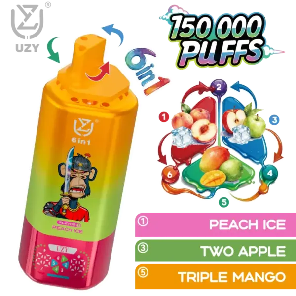 UZY 150K Züge 6 in 1 Aromen Einweg Vape 150000 Kostenloser Versand EU Lager