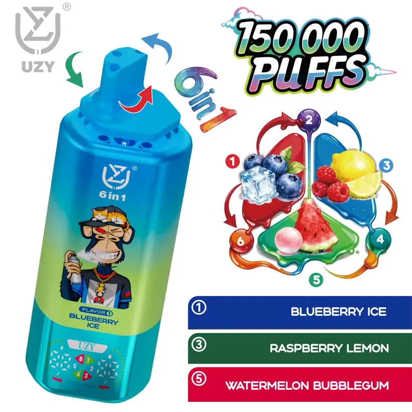 UZY 150K Züge 6 in 1 Aromen Einweg Vape 150000 Kostenloser Versand EU Lager