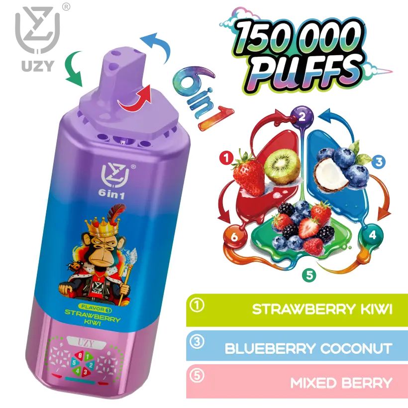 UZY 150K Züge 6 in 1 Aromen Einweg Vape 150000 Kostenloser Versand EU Lager