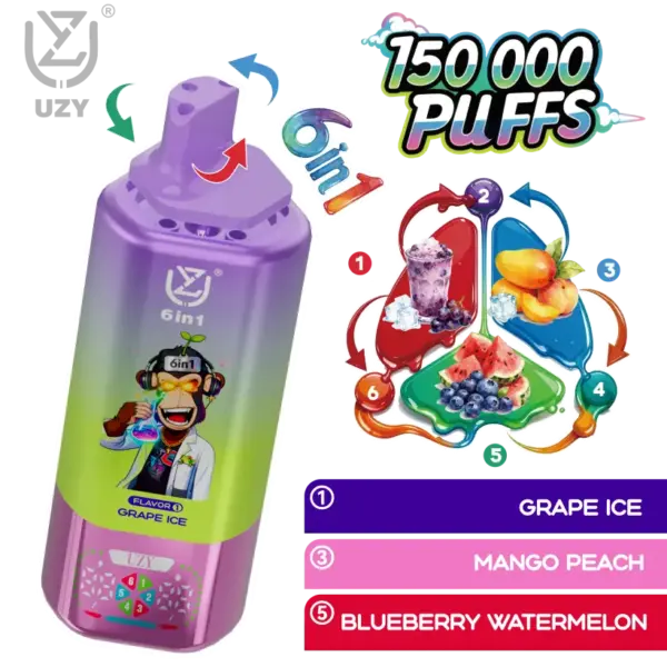 UZY 150K Züge 6 in 1 Aromen Einweg Vape 150000 Kostenloser Versand EU Lager