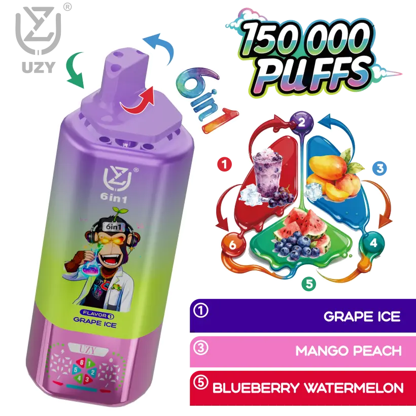 UZY 150K Züge 6 in 1 Aromen Einweg Vape 150000 Kostenloser Versand EU Lager
