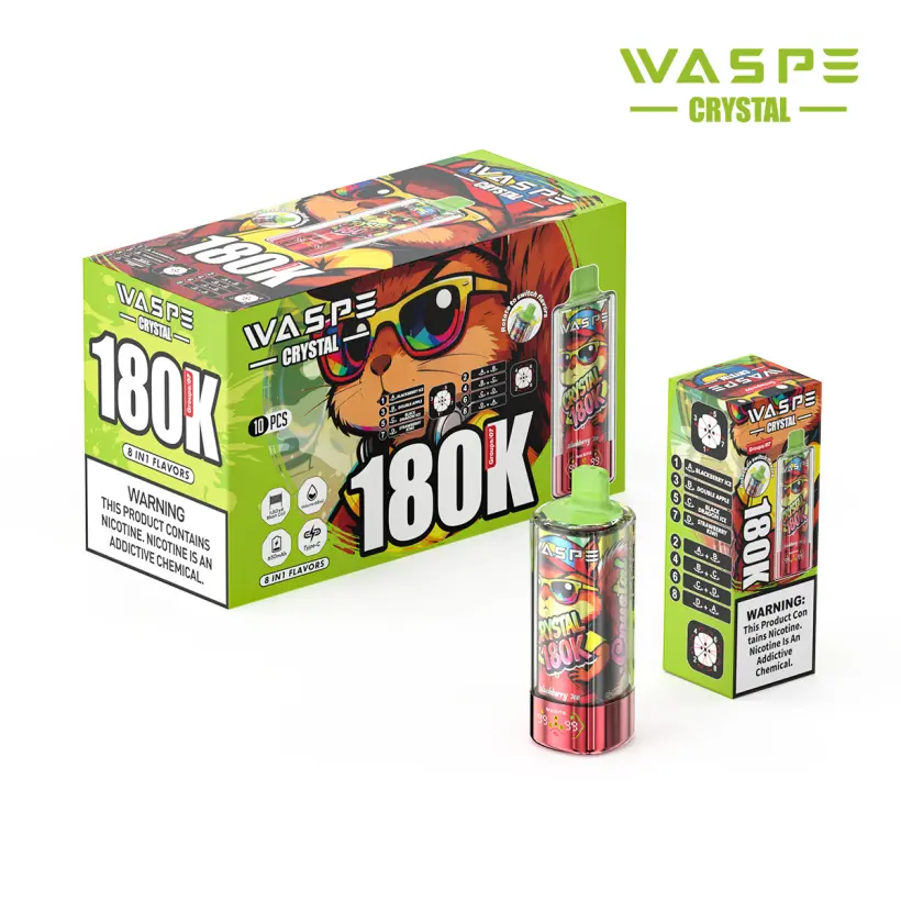 WASPE 180K Züge 8 in 1 Crystal Einweg Vape 180000 Kostenloser Versand aus EU Lager