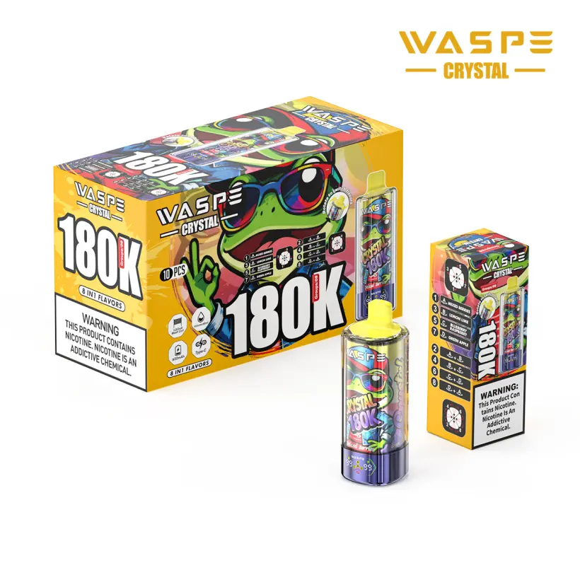 WASPE 180K Züge 8 in 1 Crystal Einweg Vape 180000 Kostenloser Versand aus EU Lager