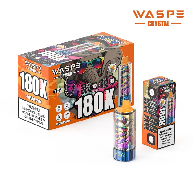 WASPE 180K Züge 8 in 1 Crystal Einweg Vape 180000 Kostenloser Versand aus EU Lager
